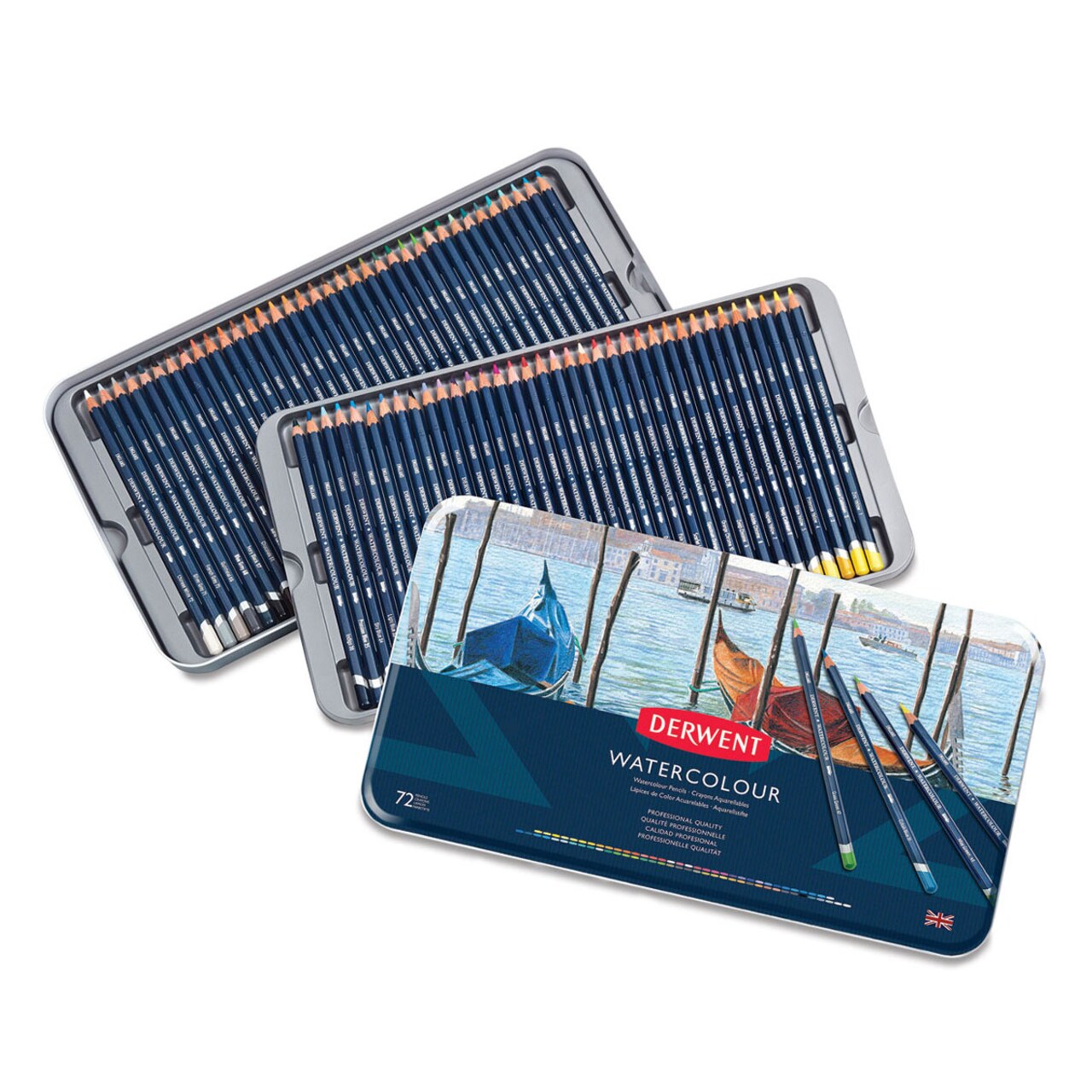 Derwent Watercolor Pencil Set - Set of 72, Tin Box, Assorted Colors